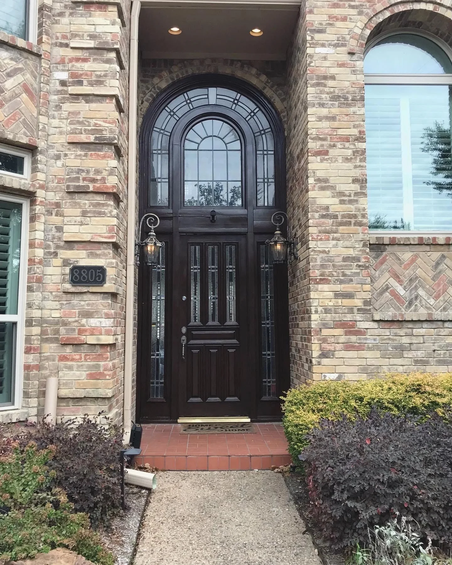Refinished front door and entry trim
